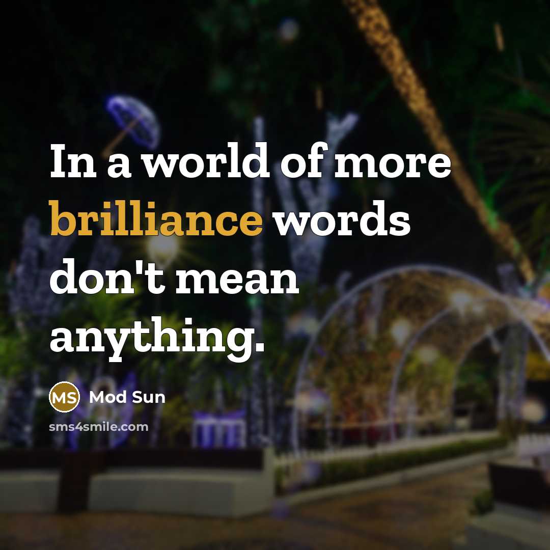 “In a world of more brilliance words don't mean anything.…” quote by Mod Sun