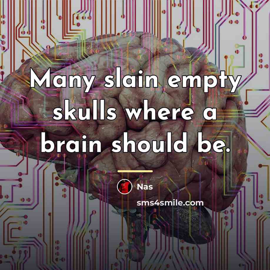 “Many slain empty skulls where a brain should be.…” quote by Nas