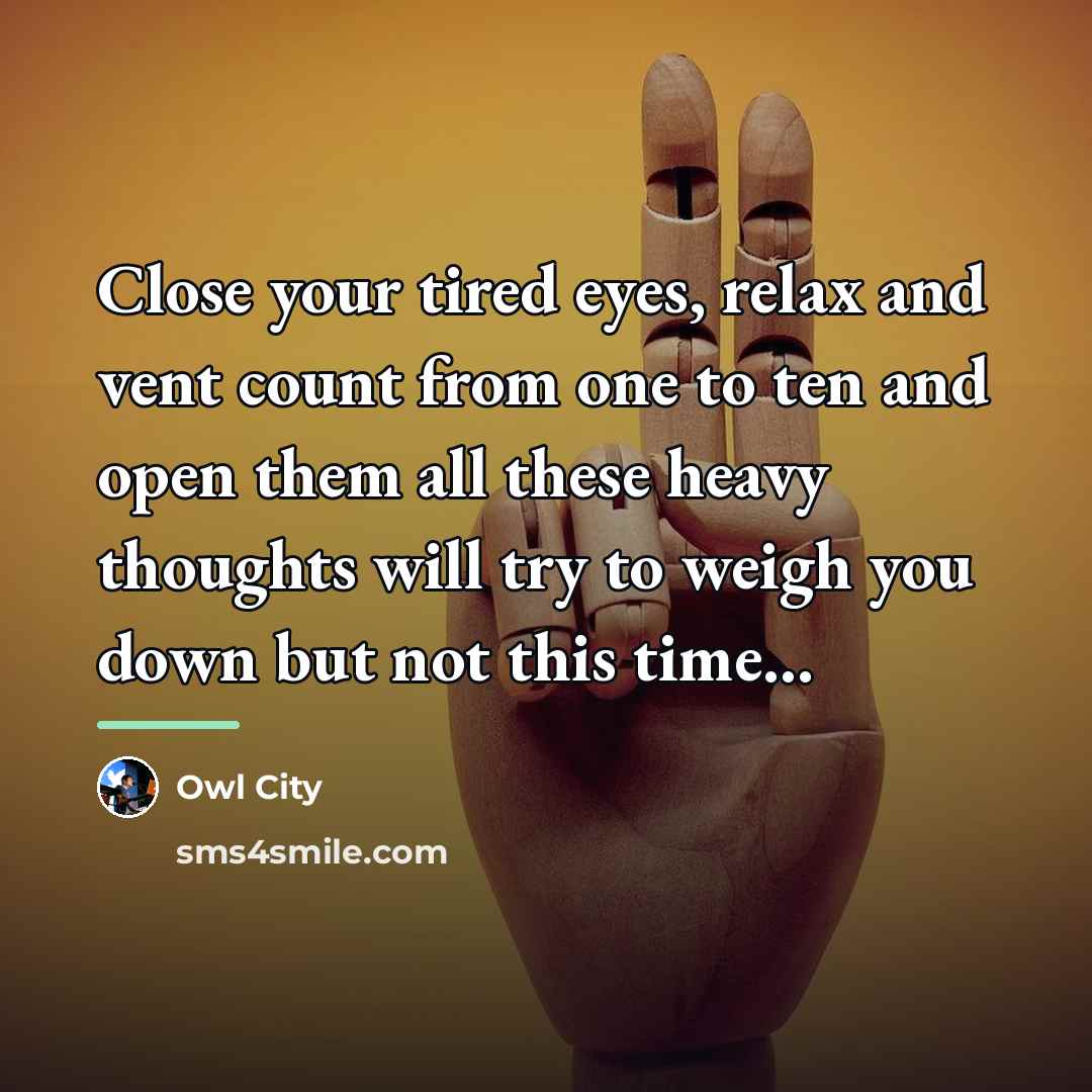 “Close your tired eyes, relax and vent count from one…” quote by Owl City