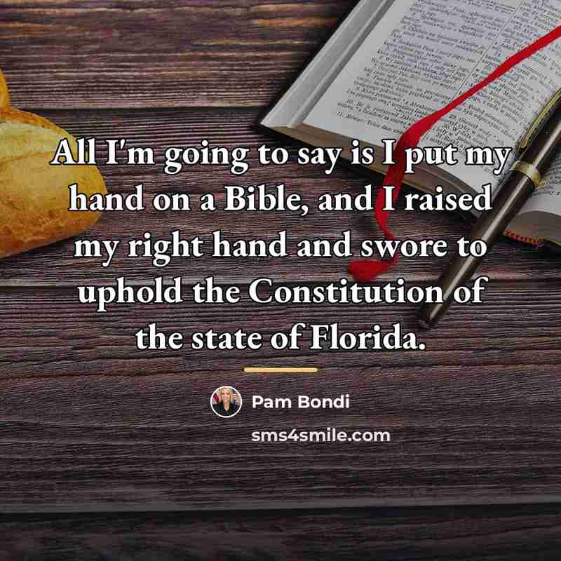 “All I'm going to say is I put my hand…” quote by Pam Bondi