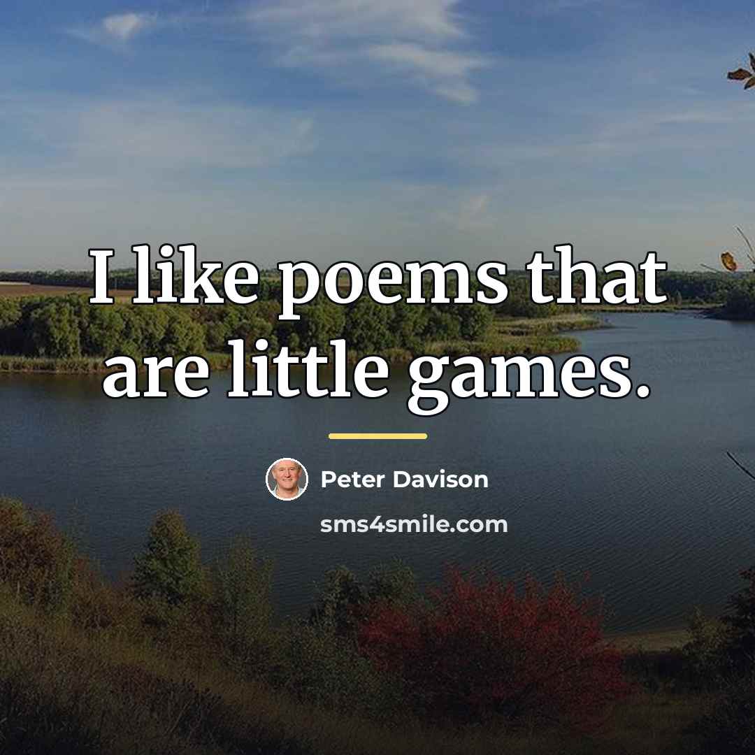 “I like poems that are little games.…” quote by Peter Davison