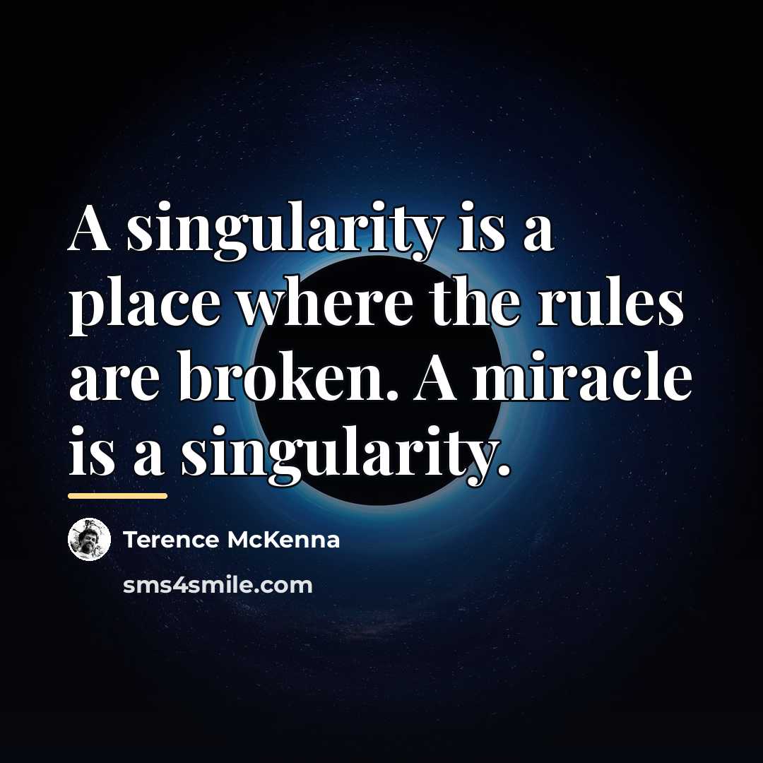 “A singularity is a place where the rules are broken.…” quote by Terence McKenna