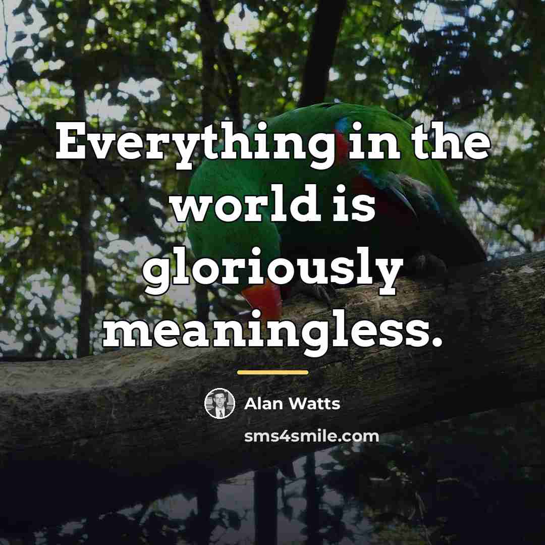 “Everything in the world is gloriously meaningless.…” quote by Alan Watts