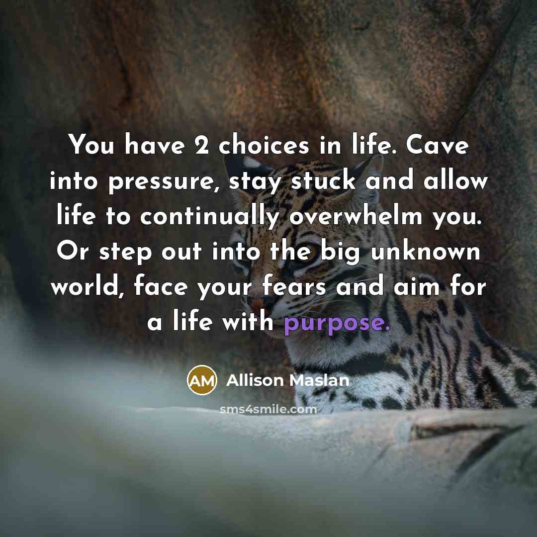 “You have 2 choices in life. Cave into pressure, stay…” quote by Allison Maslan