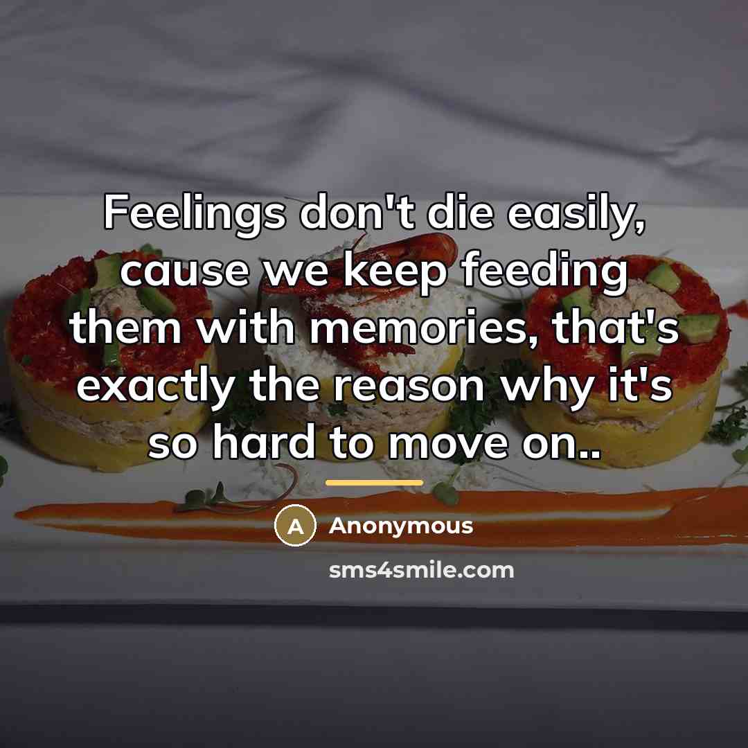 “Feelings don't die easily, cause we keep feeding them with…” quote by Anonymous