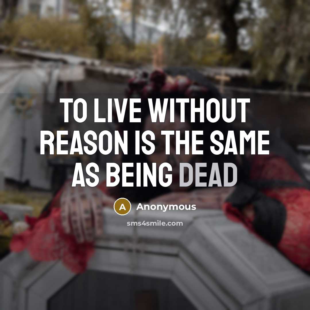 “To live without reason is the same as being dead” quote by Anonymous