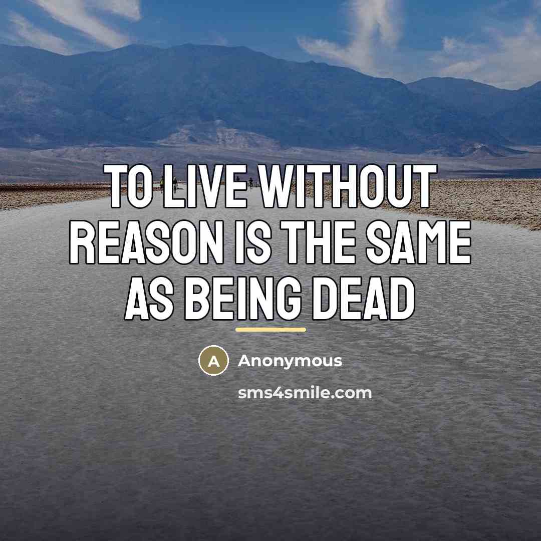 “To live without reason is the same as being dead…” quote by Anonymous