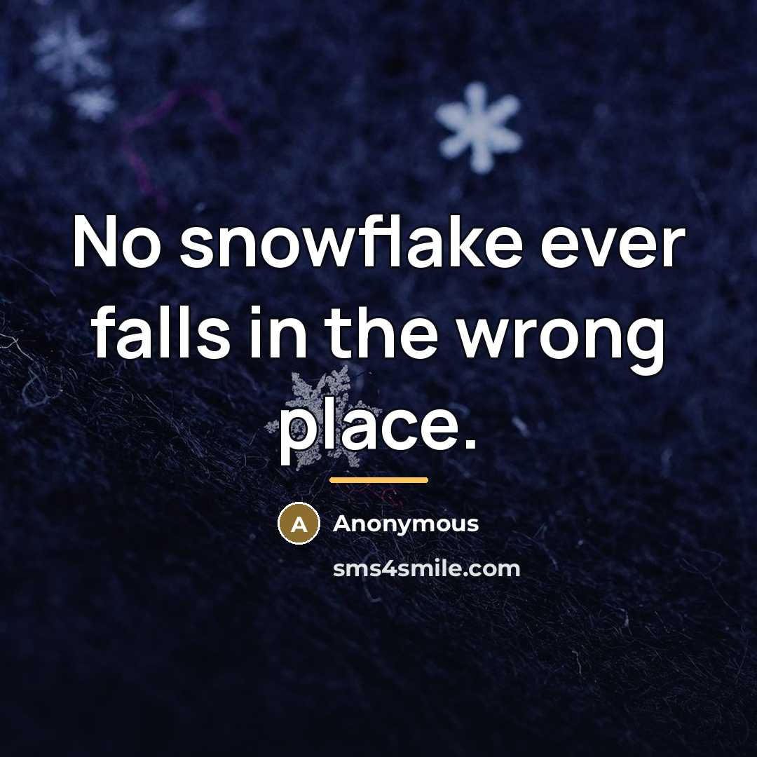 “No snowflake ever falls in the wrong place.…” quote by Anonymous