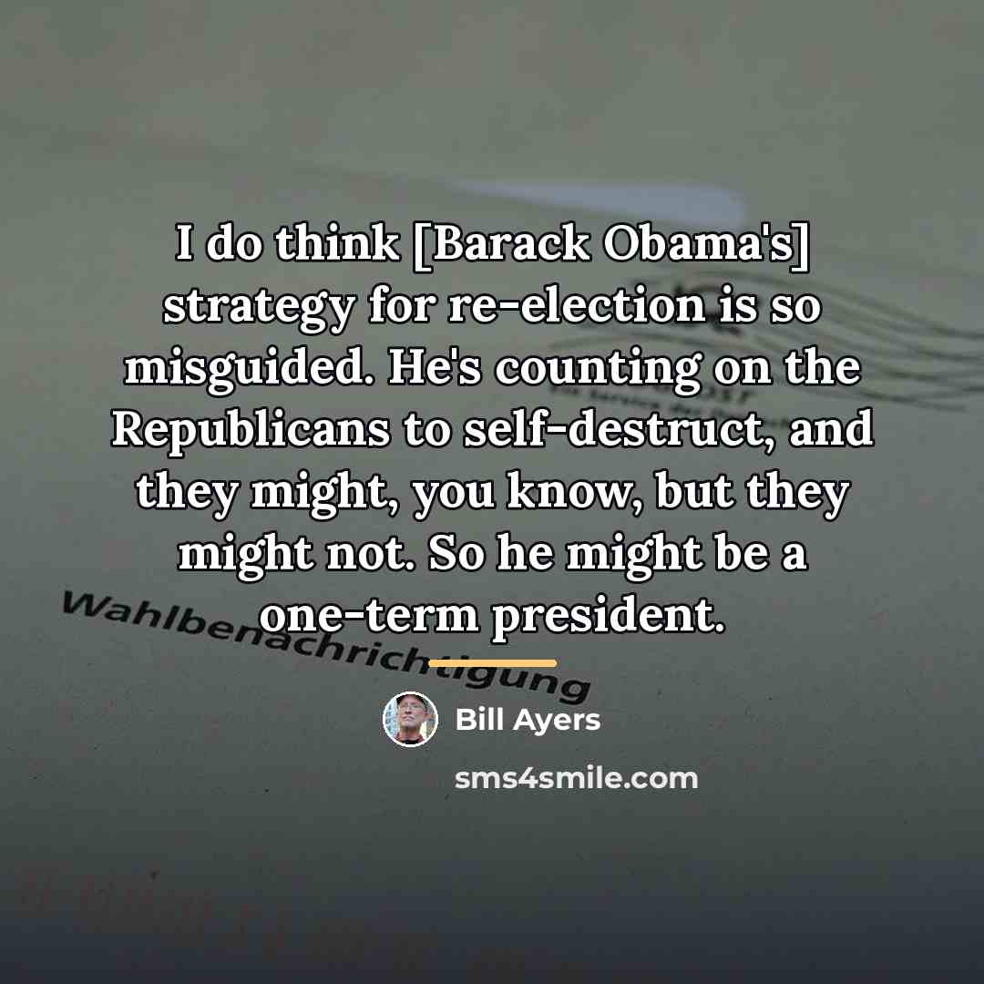 “I do think [Barack Obama's] strategy for re-election is so…” quote by Bill Ayers