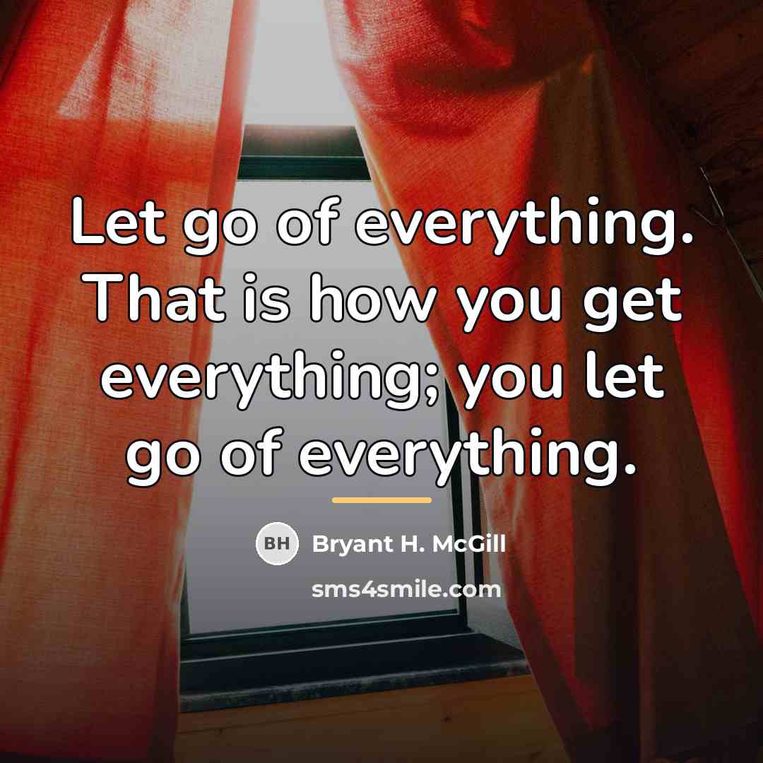 “Let go of everything. That is how you get everything;…” quote by Bryant H. McGill