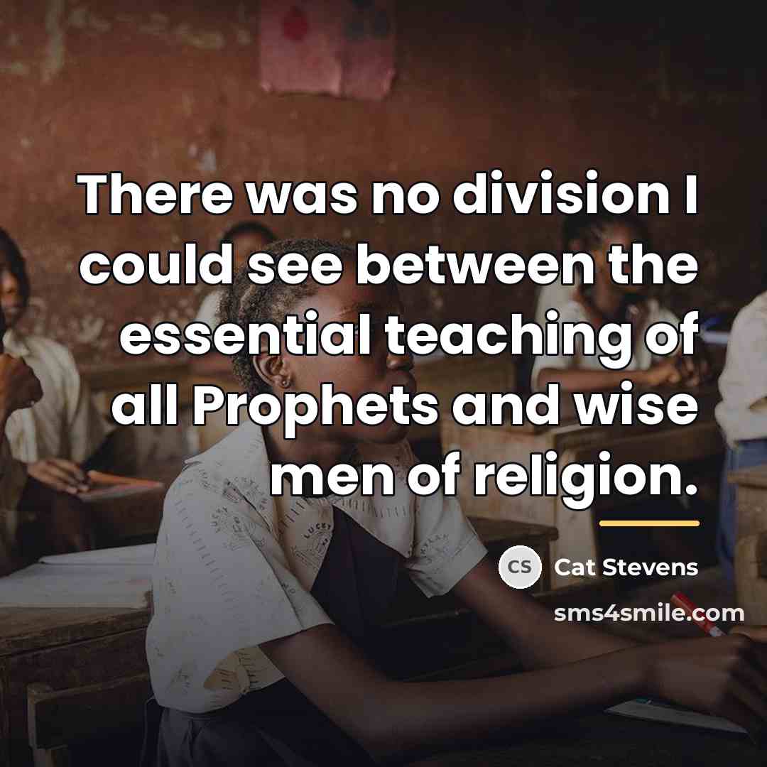 “There was no division I could see between the essential…” quote by Cat Stevens