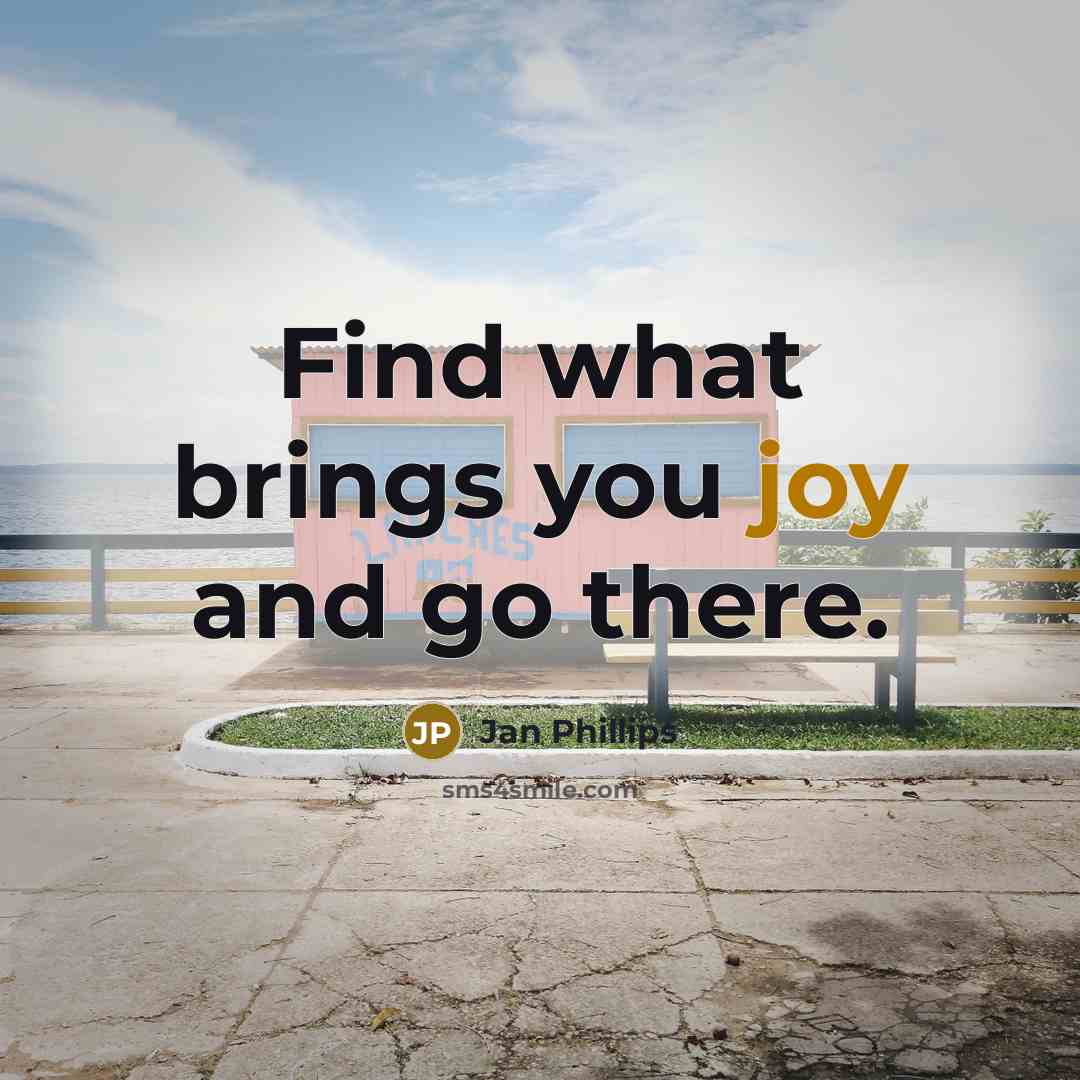 “Find what brings you joy and go there.…” quote by Jan Phillips