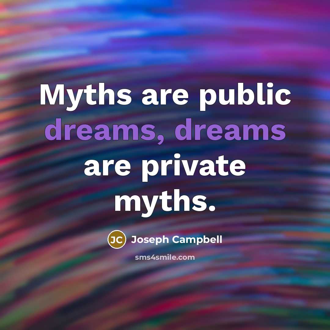 “Myths are public dreams, dreams are private myths.…” quote by Joseph Campbell