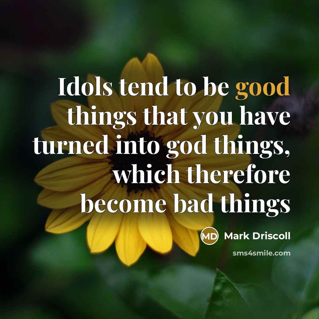 “Idols tend to be good things that you have turned…” quote by Mark Driscoll