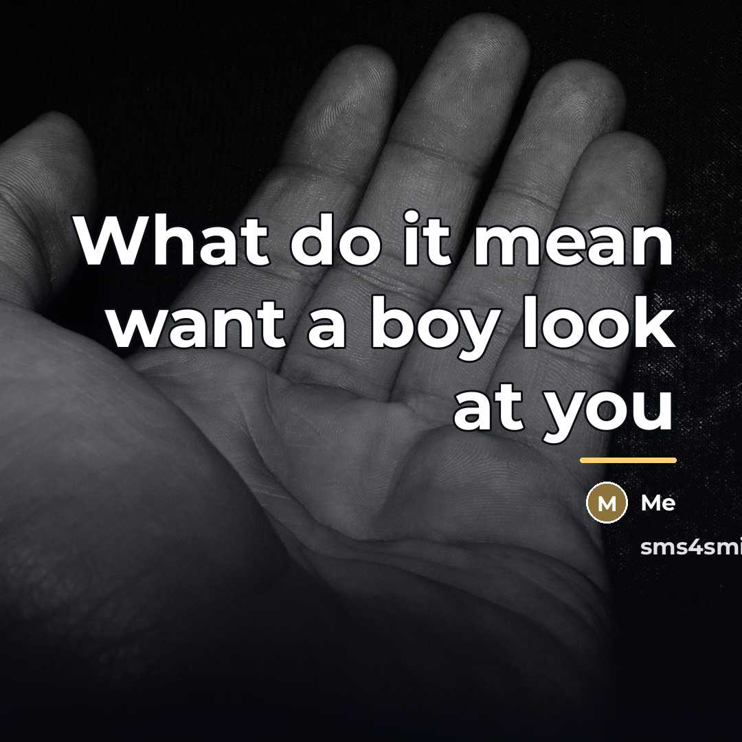 “What do it mean want a boy look at you…” quote by Me
