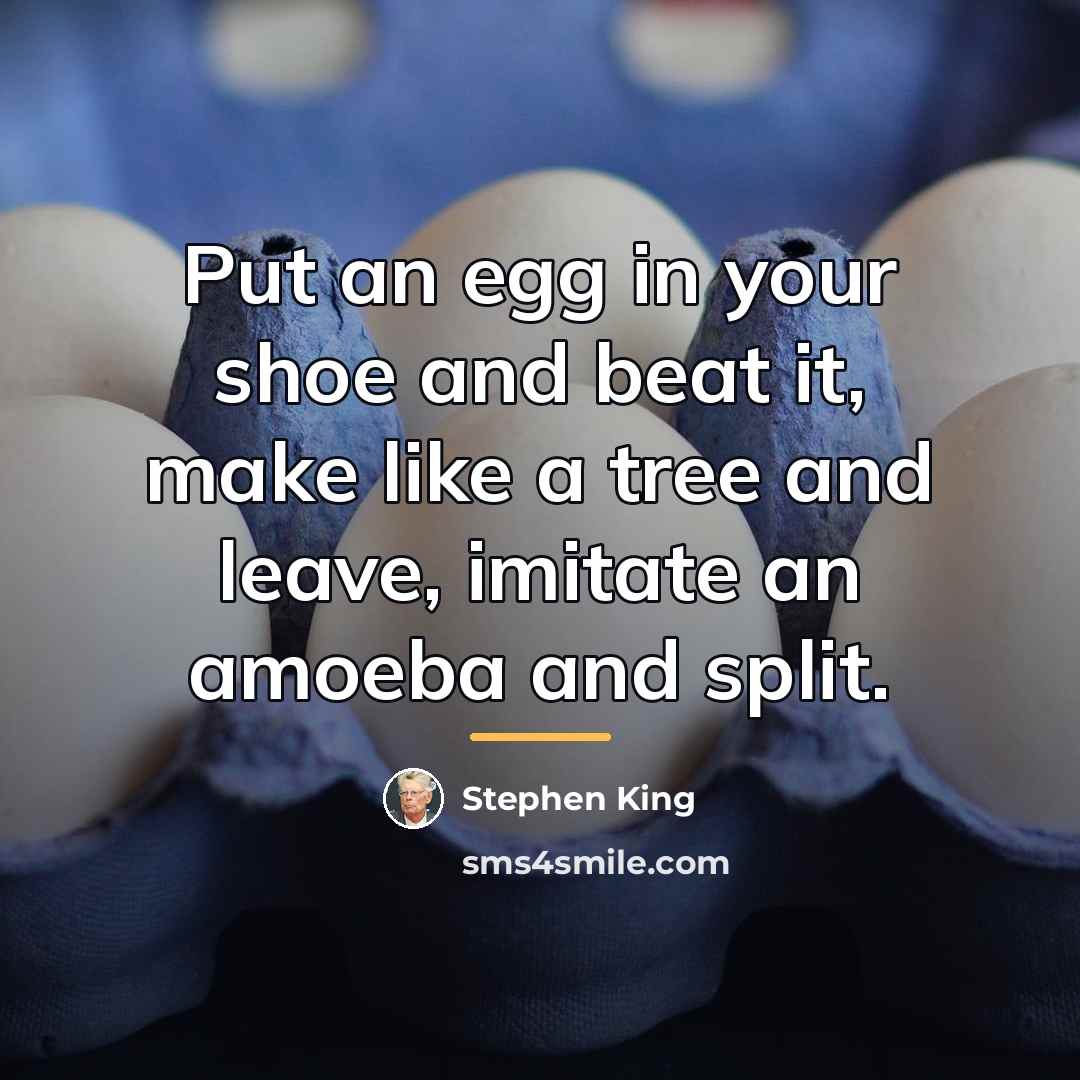 “Put an egg in your shoe and beat it, make…” quote by Stephen King