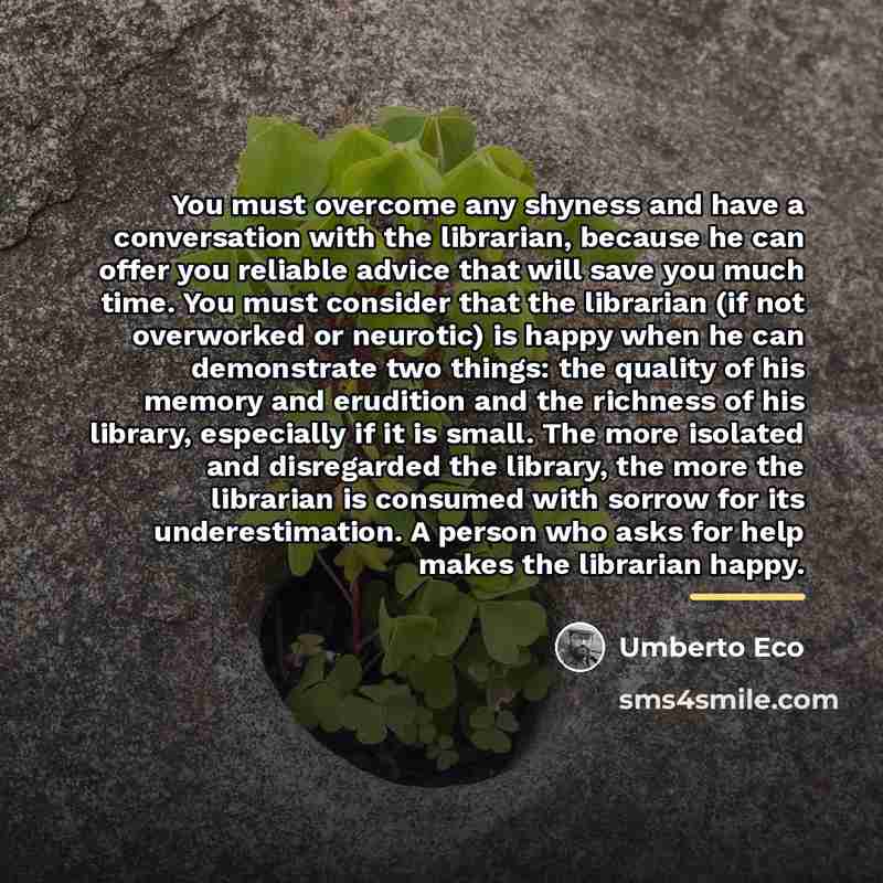 “You must overcome any shyness and have a conversation with…” quote by Umberto Eco