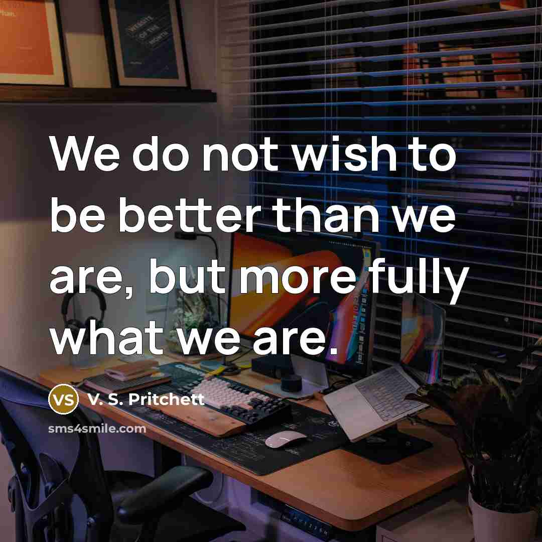 “We do not wish to be better than we are,…” quote by V. S. Pritchett