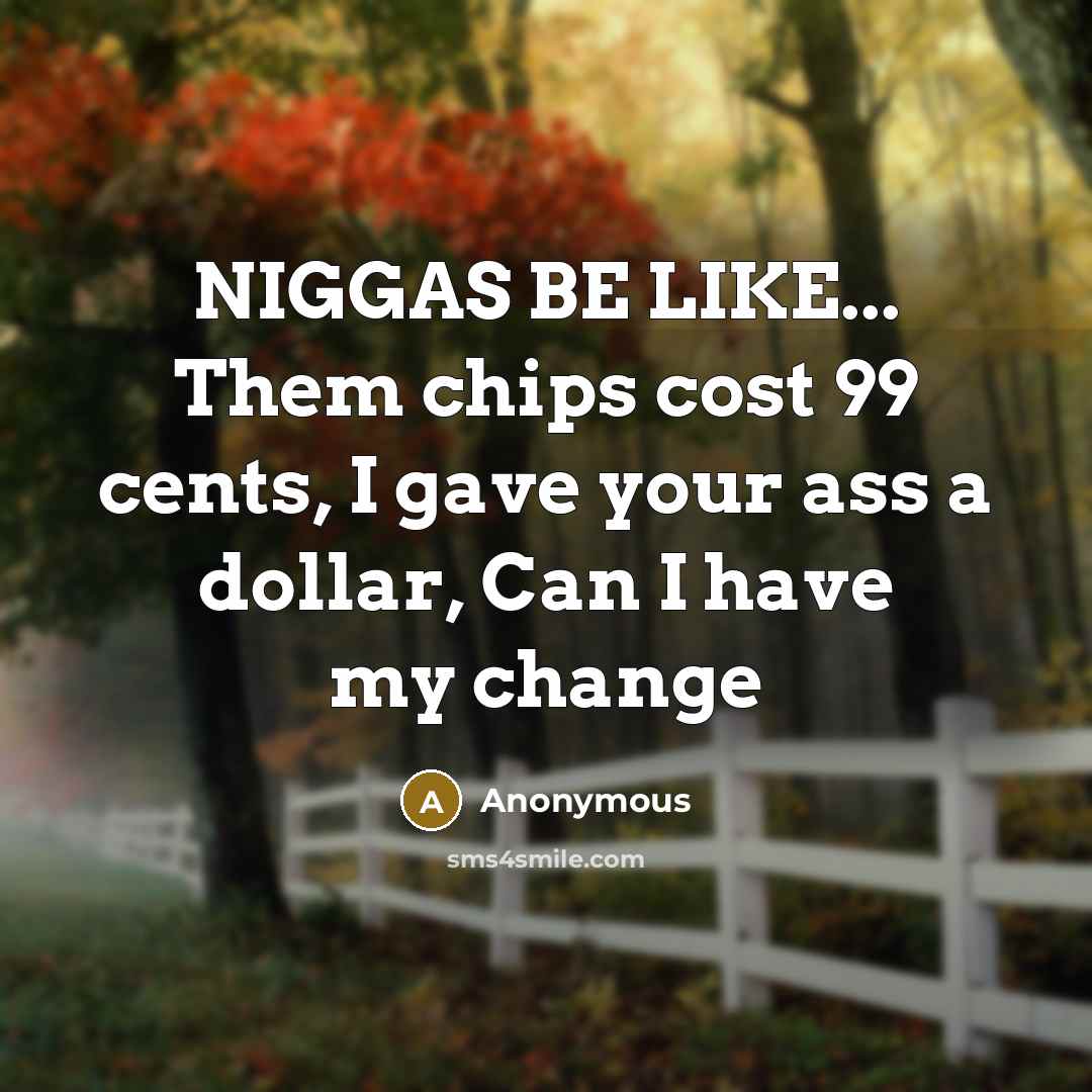 “NIGGAS BE LIKE... Them chips cost 99 cents, I gave…” quote by Anonymous
