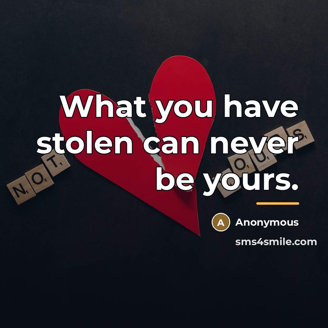 “What you have stolen can never be yours.…” quote by Anonymous