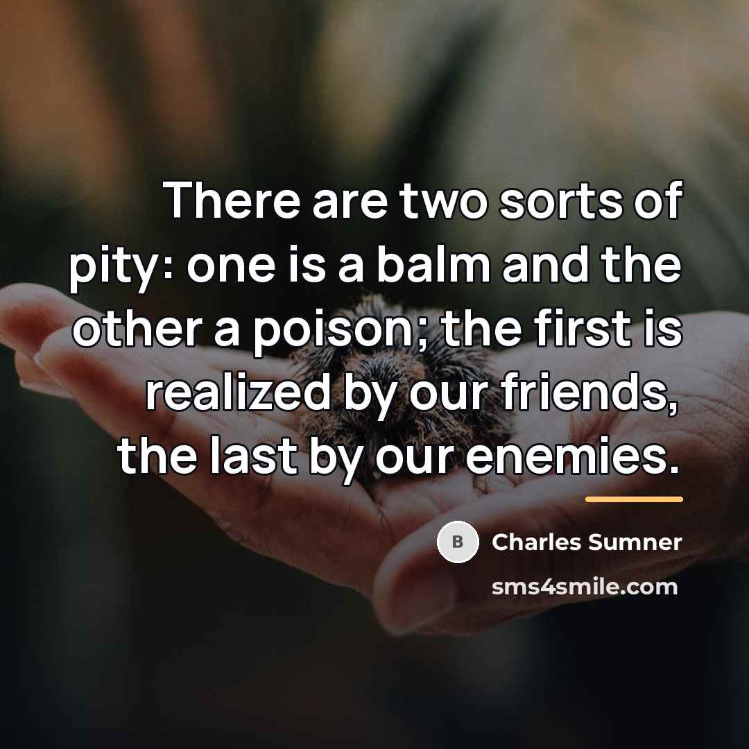 “There are two sorts of pity: one is a balm…” quote by Charles Sumner