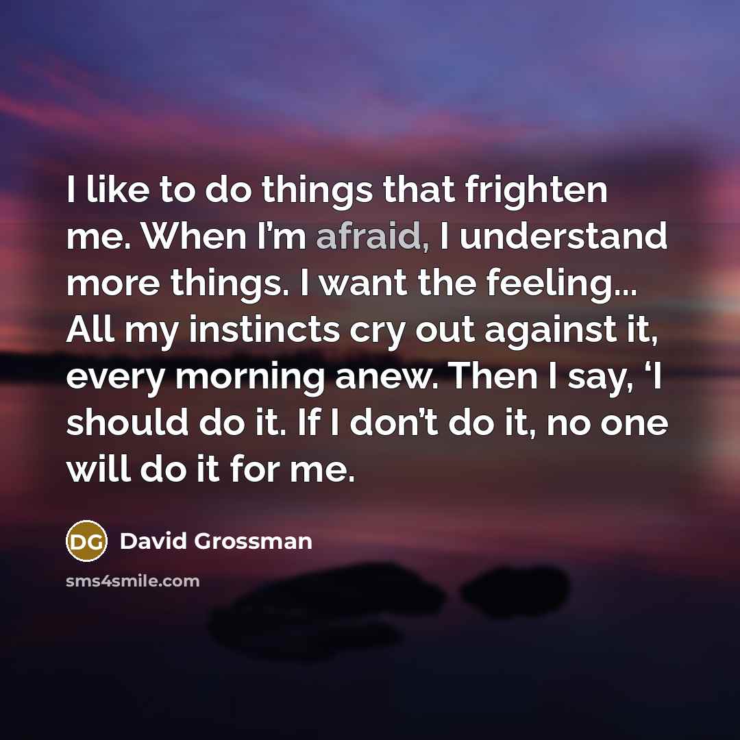 “I like to do things that frighten me. When I’m…” quote by David Grossman