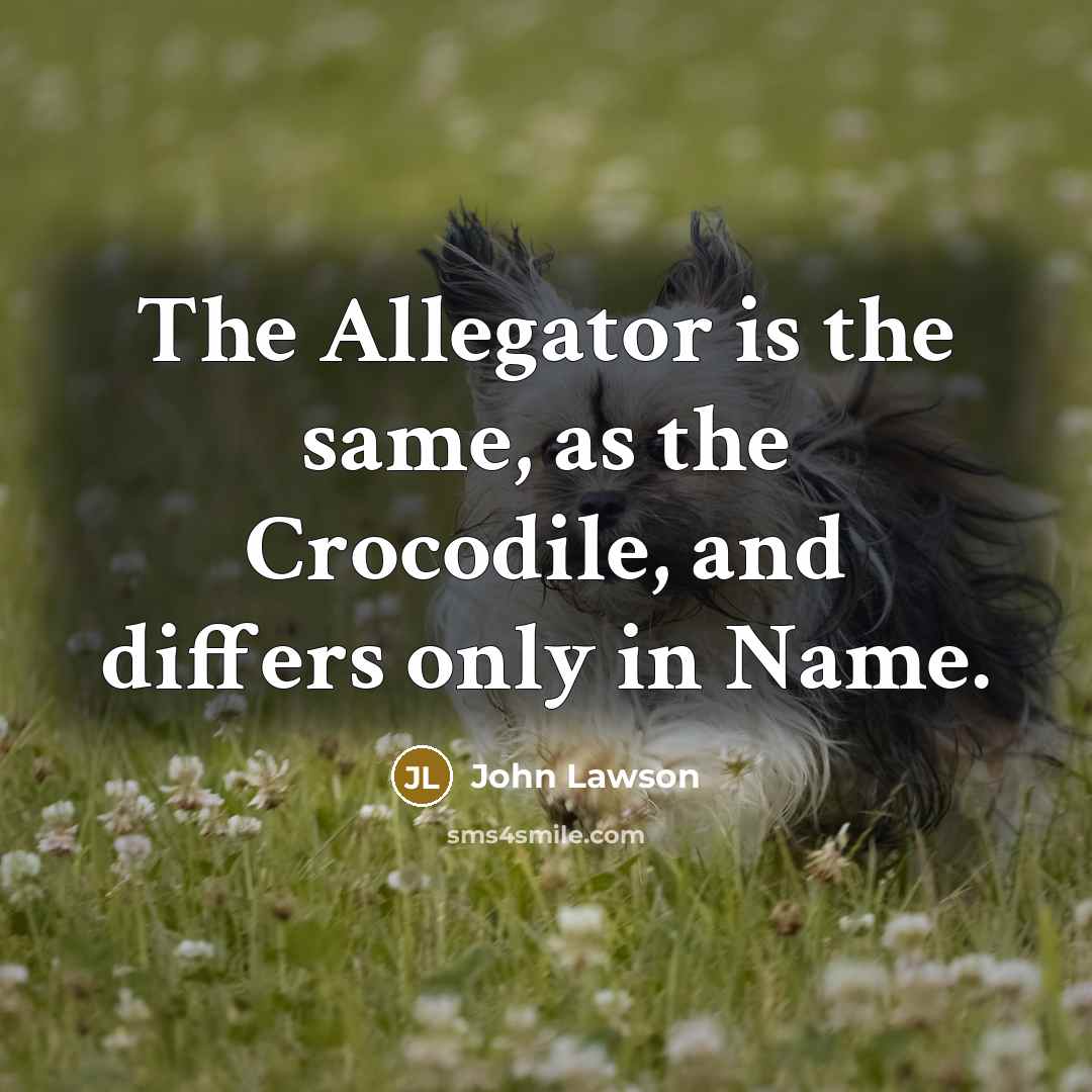 “The Allegator is the same, as the Crocodile, and differs…” quote by John Lawson