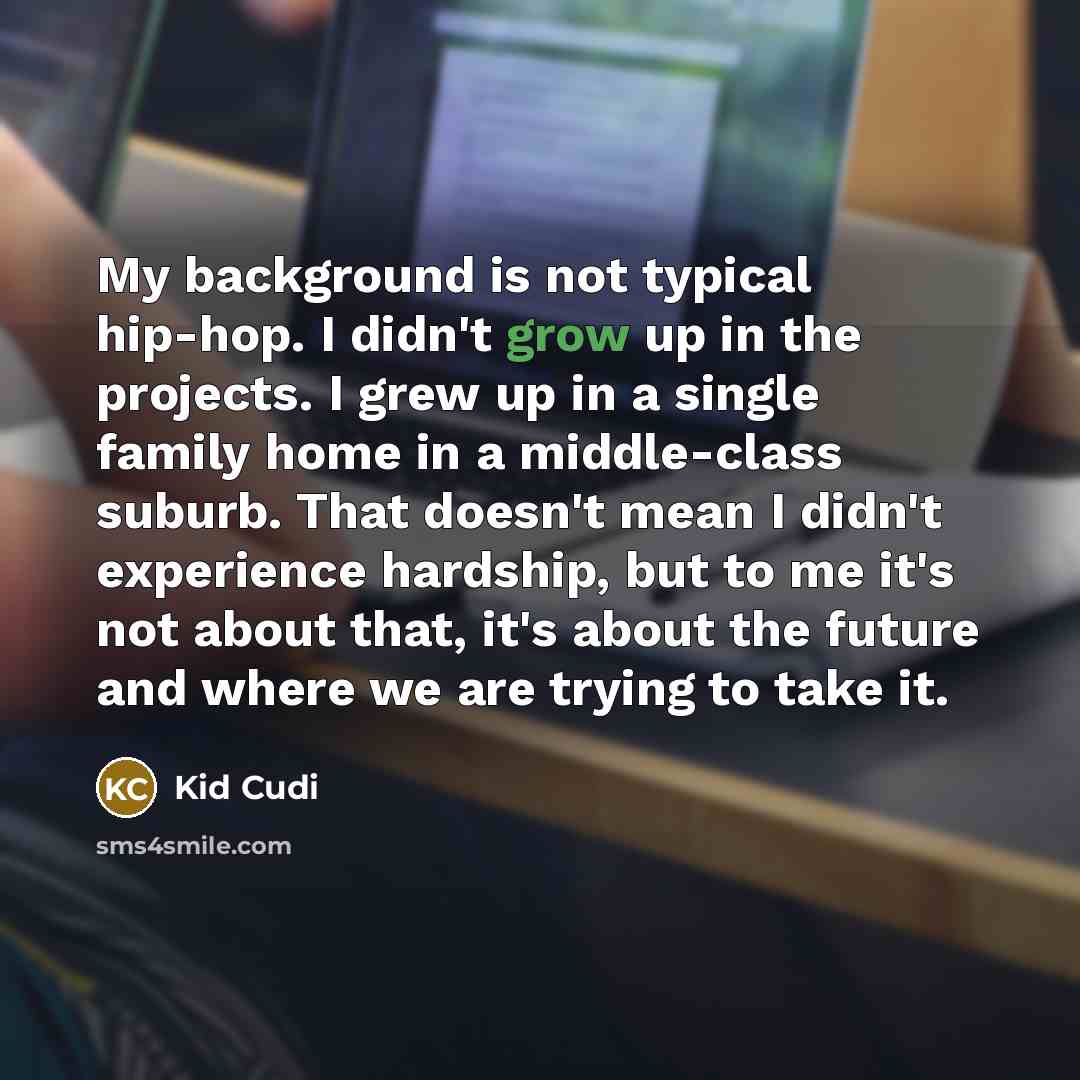 “My background is not typical hip-hop. I didn't grow up…” quote by Kid Cudi
