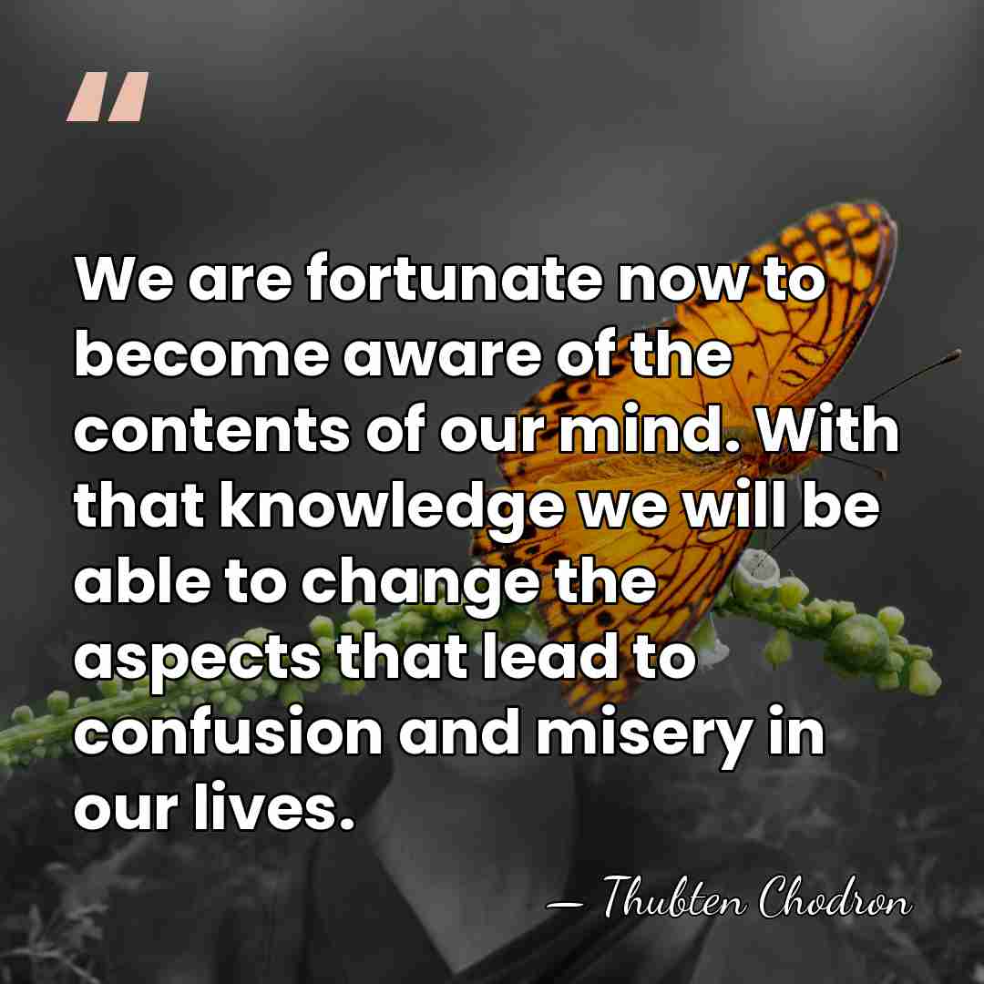 We are fortunate now to become aware of the contents of our&hellip; - Thubten Chodron