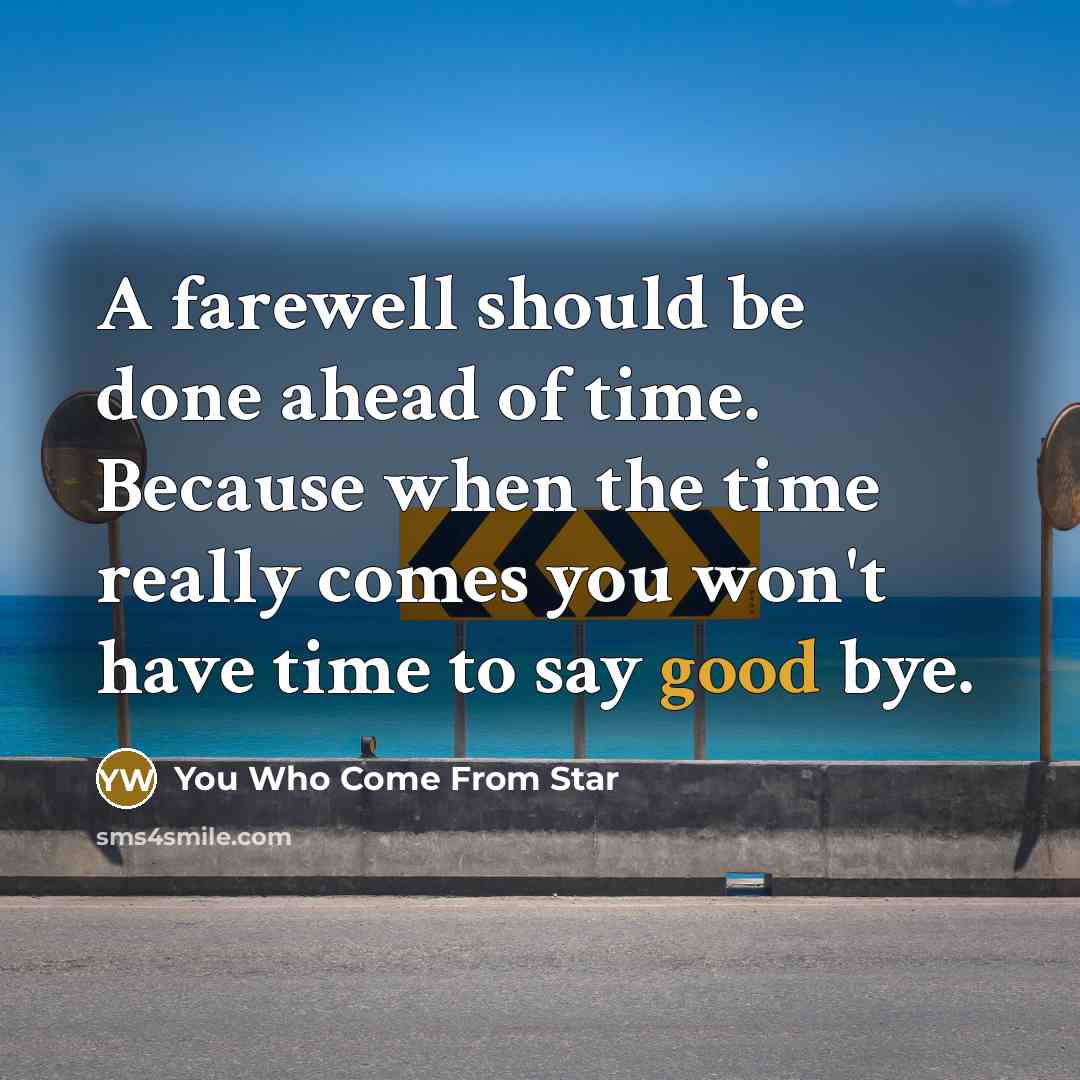 “A farewell should be done ahead of time. Because when the time really comes you won't have time to say good bye.” quote by You Who Come From Star