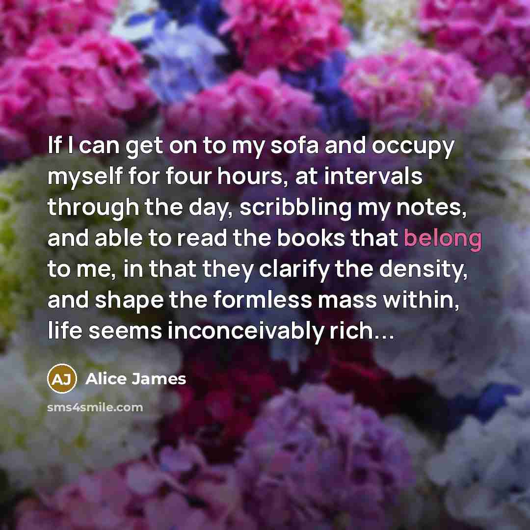 “If I can get on to my sofa and occupy…” quote by Alice James