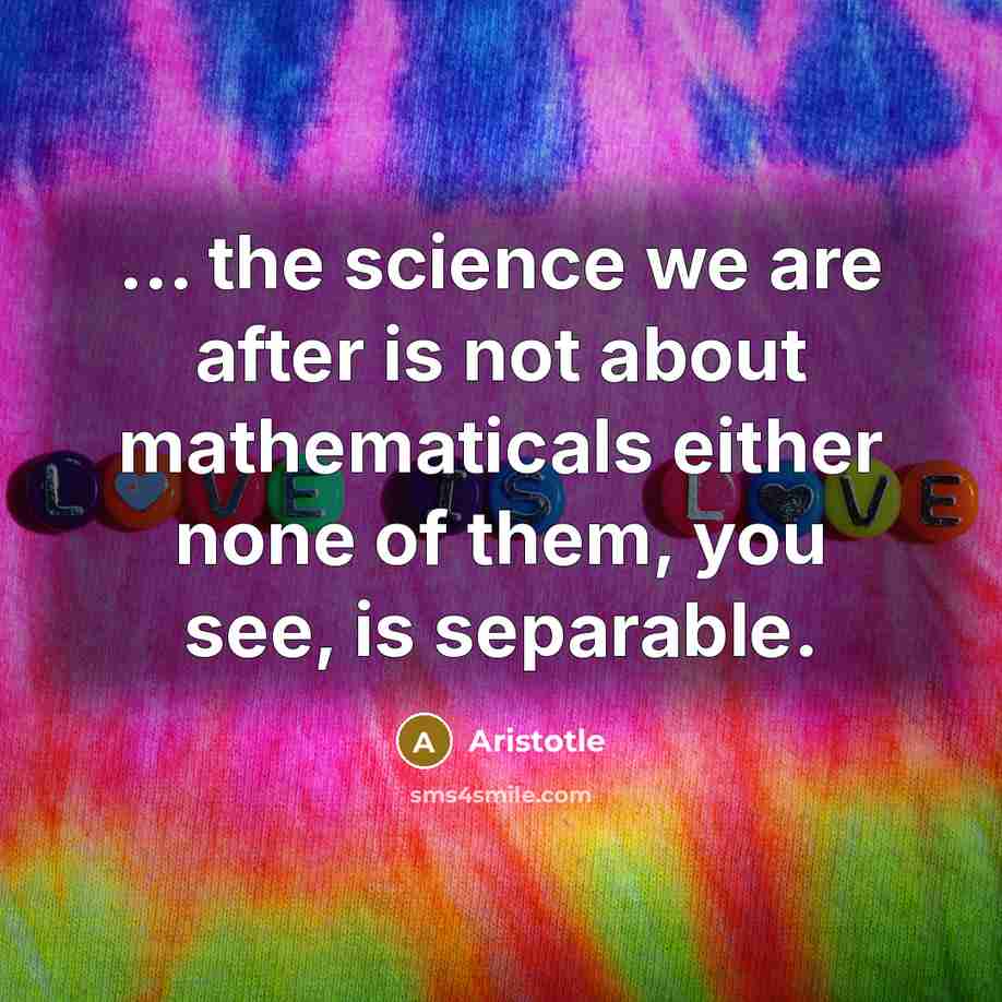 “... the science we are after is not about mathematicals…” quote by Aristotle