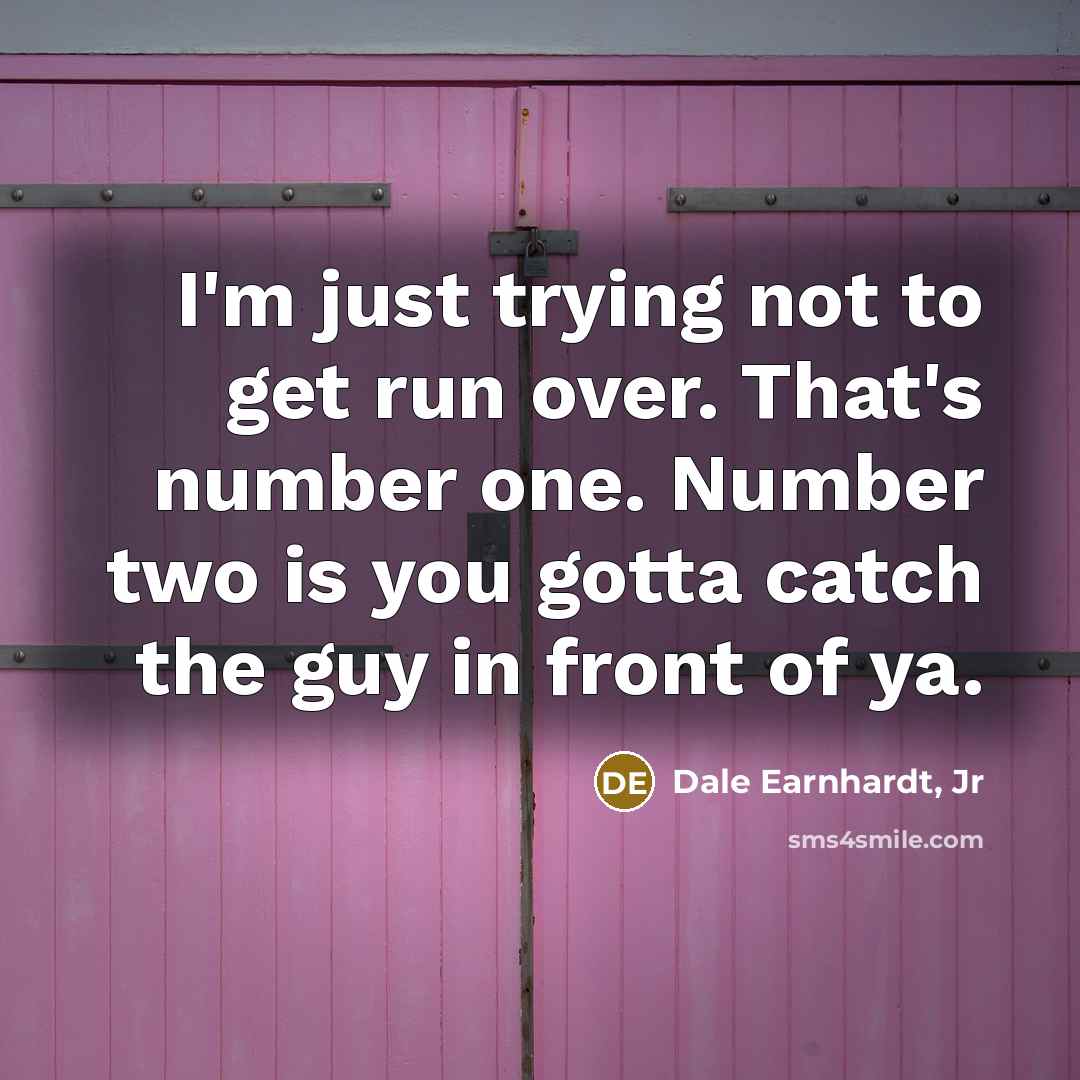 “I'm just trying not to get run over. That's number one. Number two is you gotta catch the guy in front of ya.” quote by Dale Earnhardt, Jr