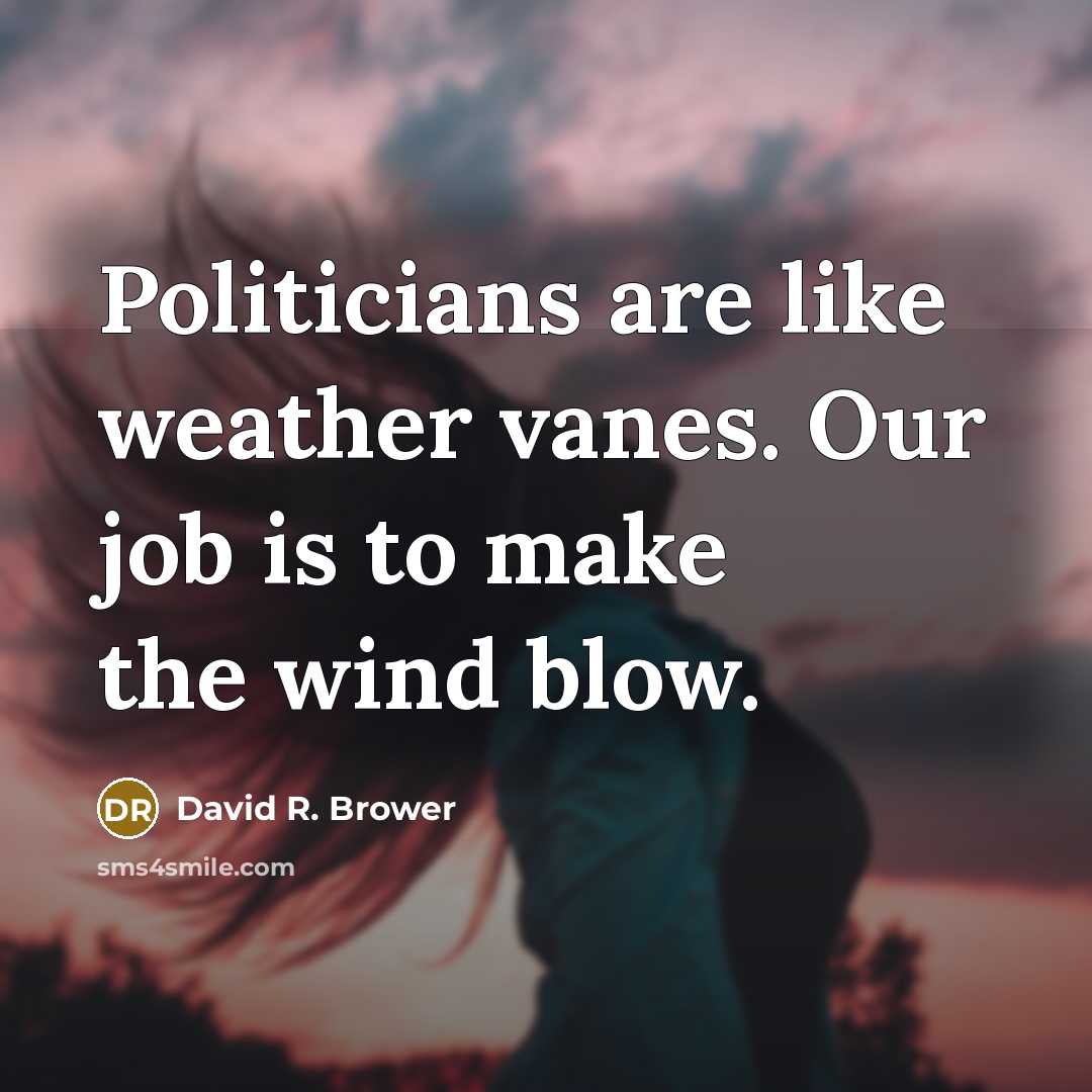“Politicians are like weather vanes. Our job is to make…” quote by David R. Brower