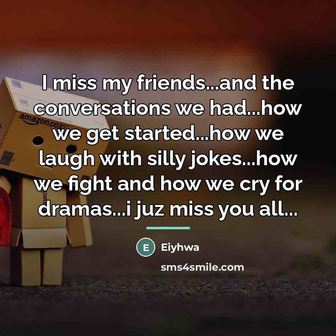 “I miss my friends...and the conversations we had...how we get…” quote by Eiyhwa