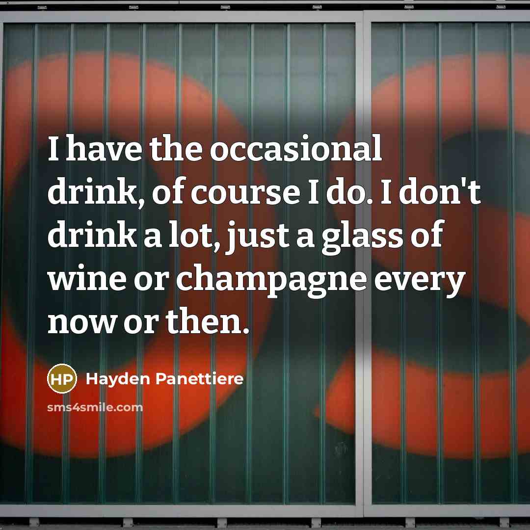“I have the occasional drink, of course I do. I don't drink a lot, just a glass of wine or champagne every now or then.” quote by Hayden Panettiere