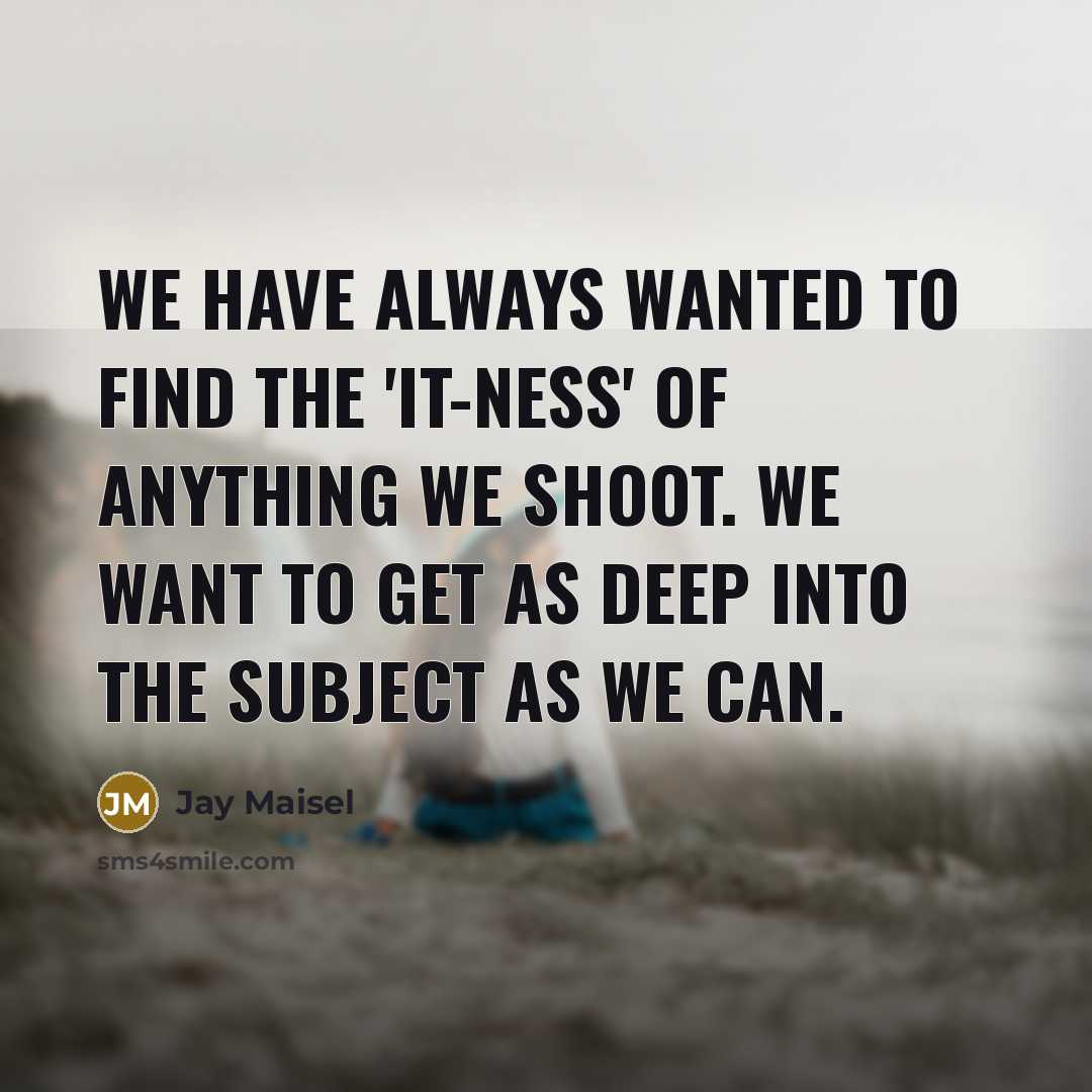 “We have always wanted to find the 'it-ness' of anything…” quote by Jay Maisel
