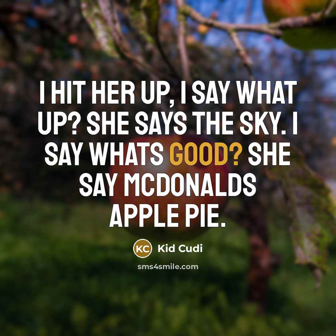 “I hit her up, I say what up? She says…” quote by Kid Cudi