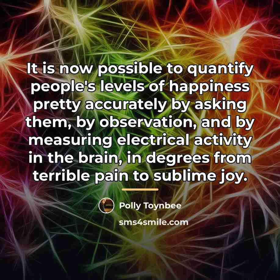 “It is now possible to quantify people's levels of happiness…” quote by Polly Toynbee