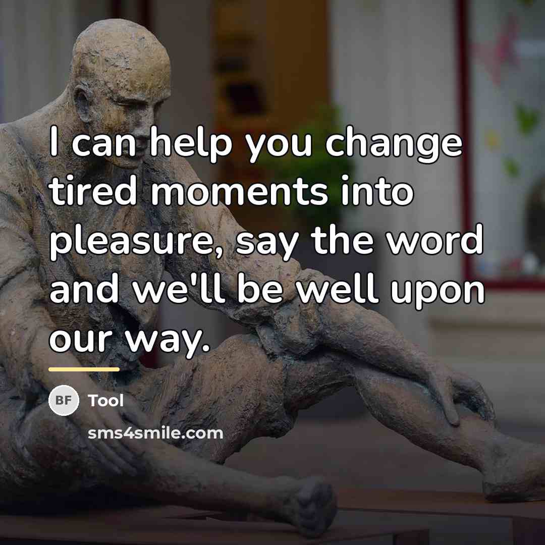 “I can help you change tired moments into pleasure, say…” quote by Tool