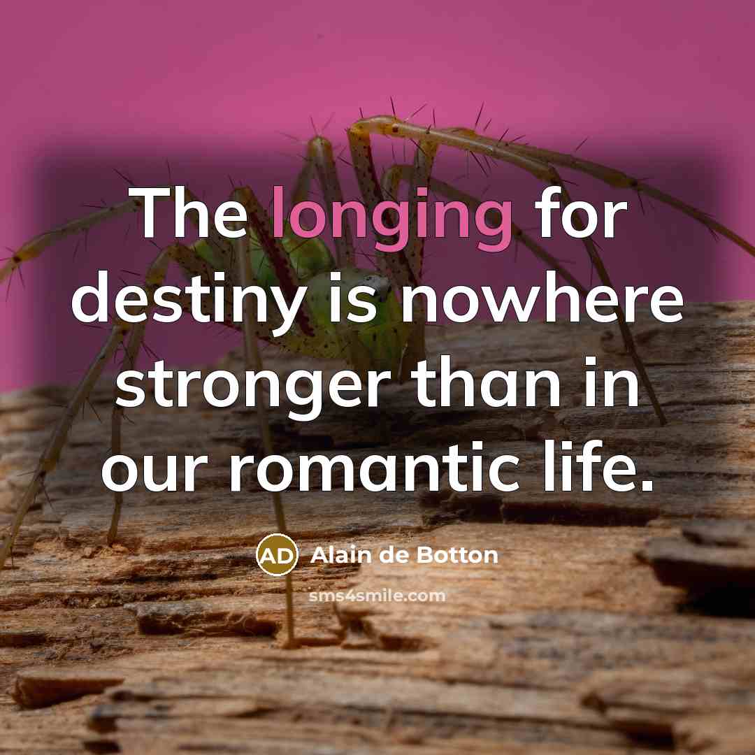 “The longing for destiny is nowhere stronger than in our…” quote by Alain de Botton