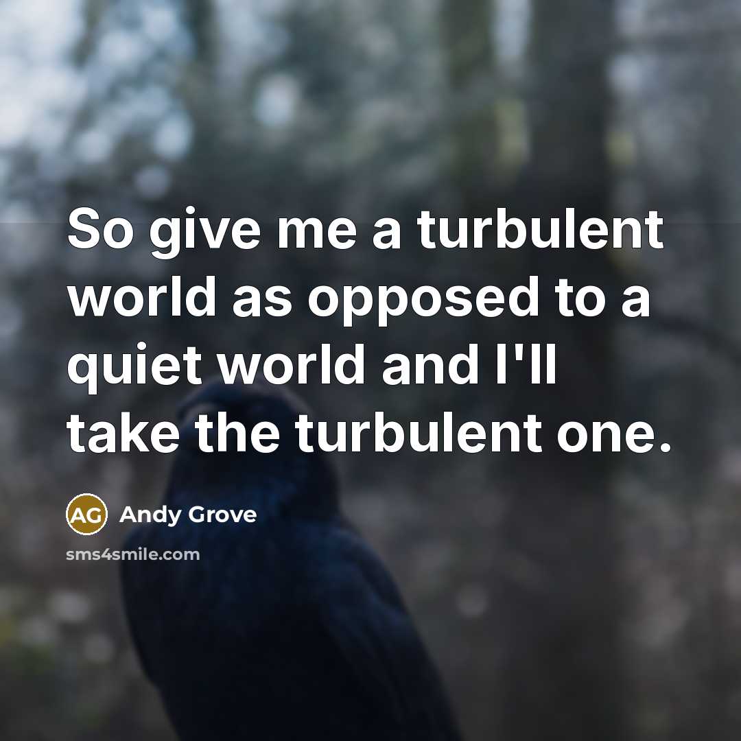 “So give me a turbulent world as opposed to a…” quote by Andy Grove