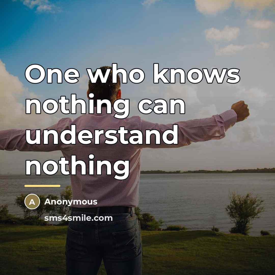 “One who knows nothing can understand nothing…” quote by Anonymous