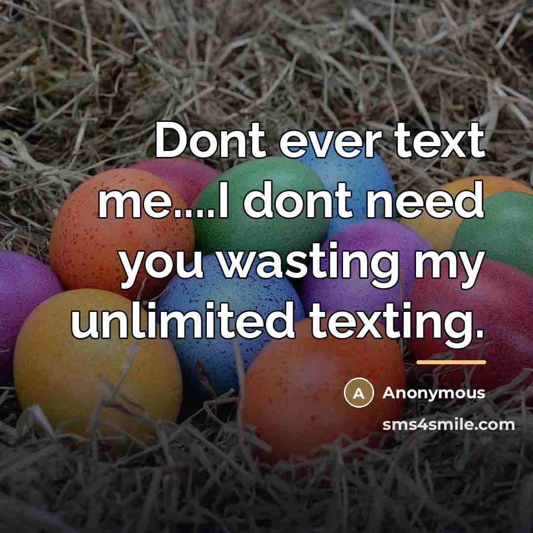 “Dont ever text me....I dont need you wasting my unlimited…” quote by Anonymous