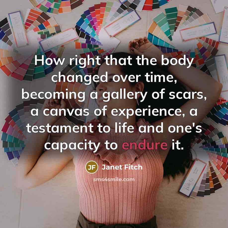 “How right that the body changed over time, becoming a…” quote by Janet Fitch