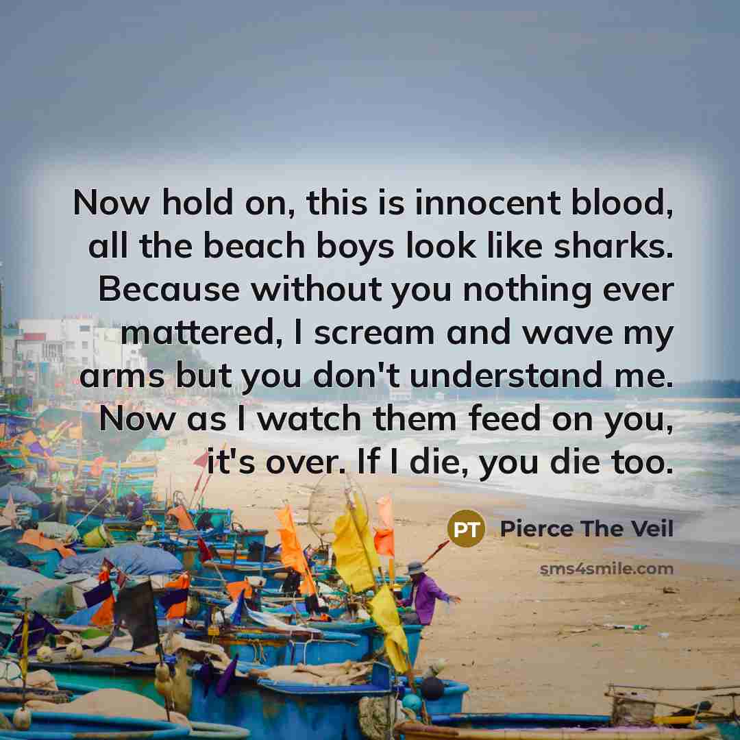 “Now hold on, this is innocent blood, all the beach…” quote by Pierce The Veil