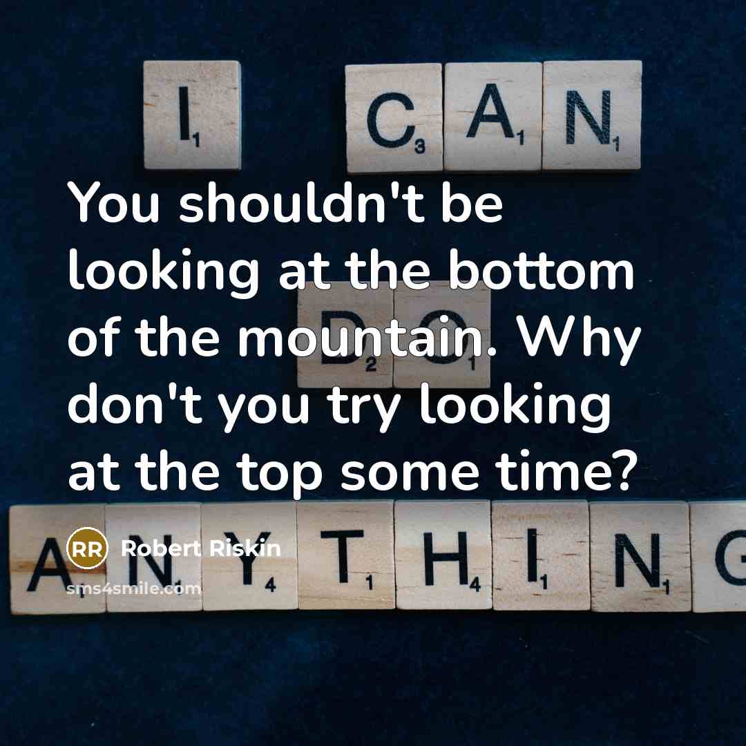 “You shouldn't be looking at the bottom of the mountain.…” quote by Robert Riskin