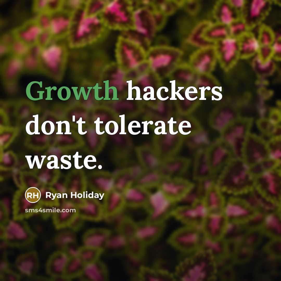 “Growth hackers don't tolerate waste.…” quote by Ryan Holiday