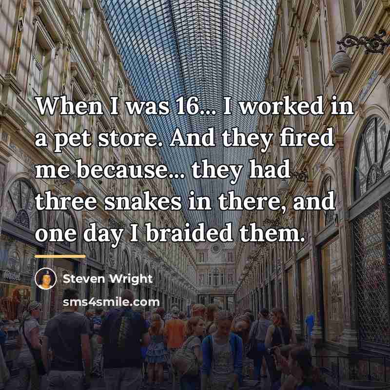 “When I was 16... I worked in a pet store.…” quote by Steven Wright