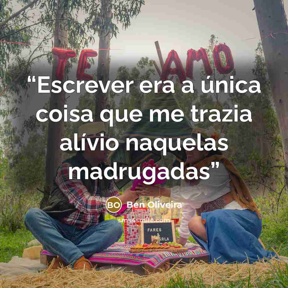 “Escrever era a única coisa que me trazia alívio naquelas madrugadas” quote by Ben Oliveira